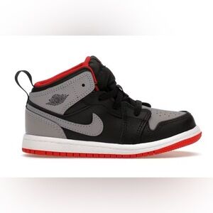 Jordan 1 Mid - Black/Grey/Red - Size: 8C